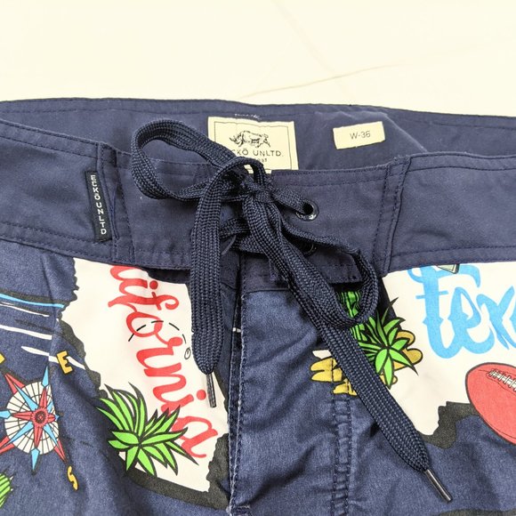 🔥Host Pick🔥 Ecko Unltd. Navy Blue State Print Board Shorts SZ 36 - Picture 8 of 13